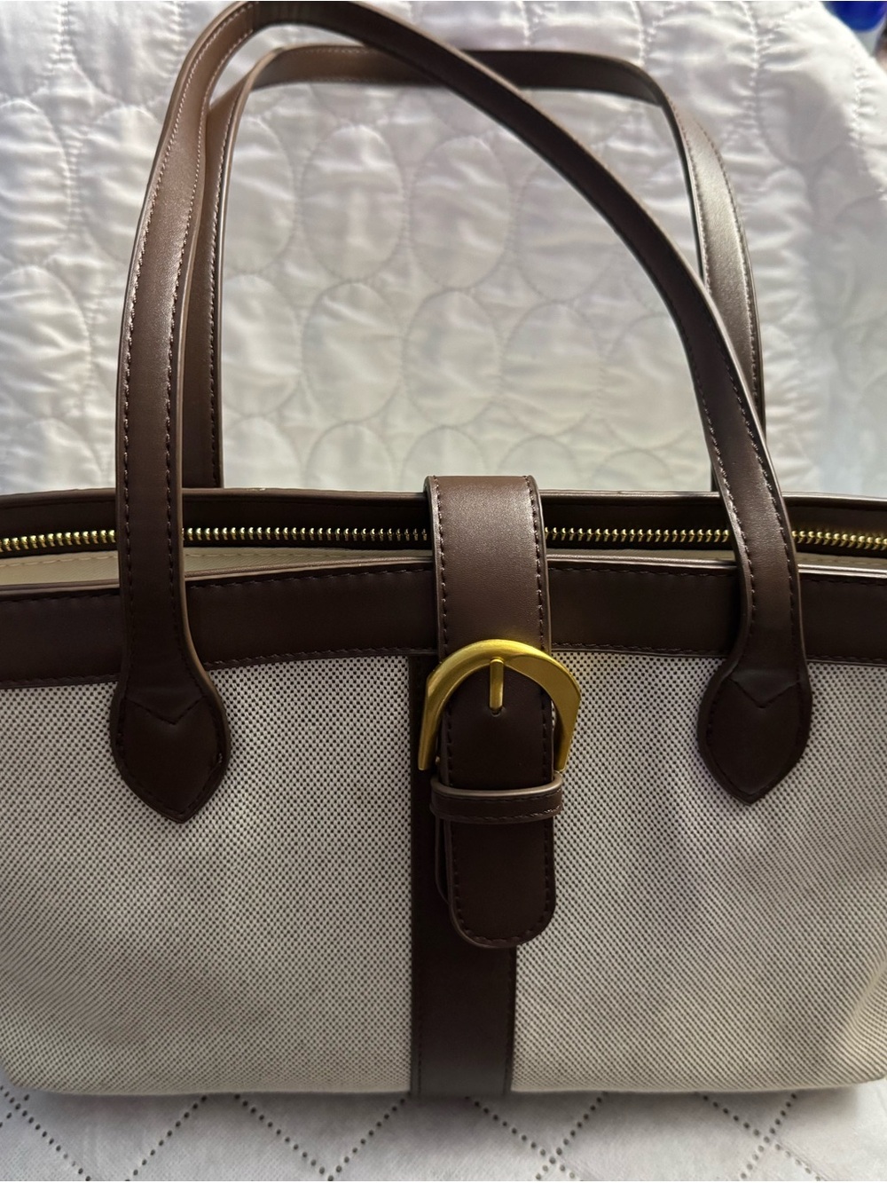 Miztique Canvas & Faux Leather Tote Bag